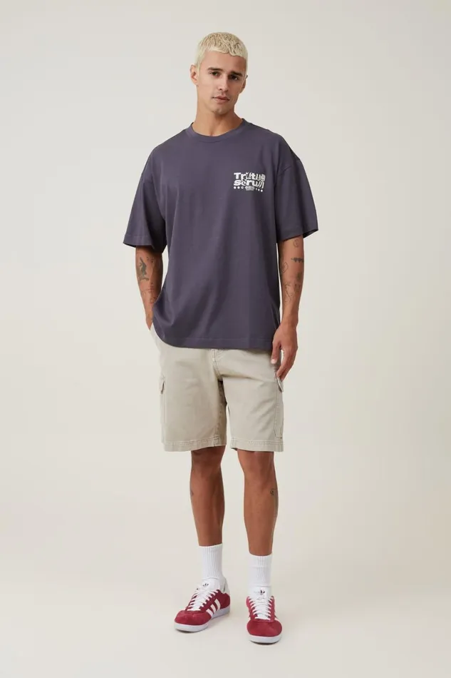 Men Graphic TShirts Cotton On Box Fit Graphic TShirt Late Night Blue Truth Serum