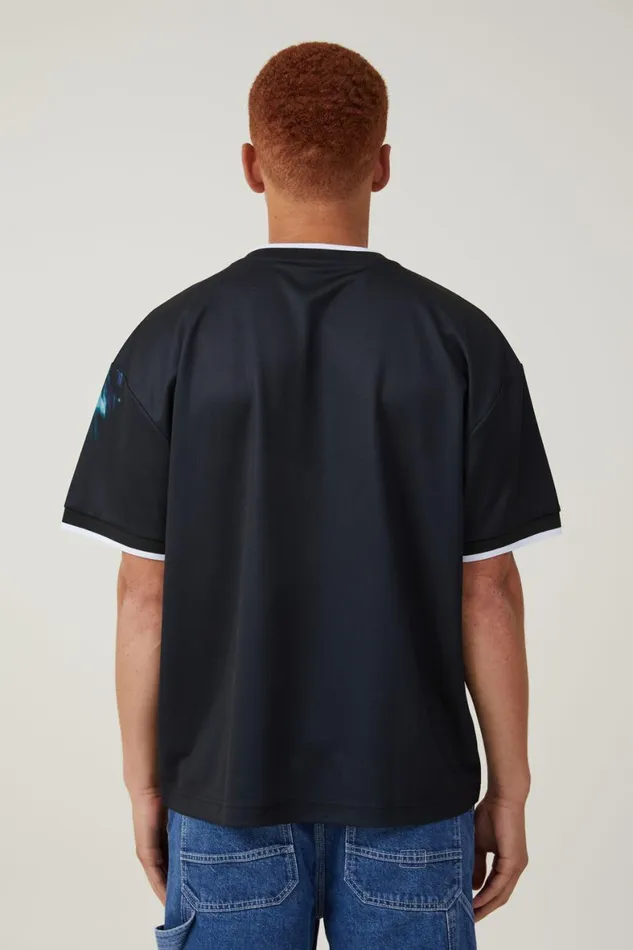 Men Graphic TShirts Cotton On Pit Stop V Neck Jersey Black Helmet
