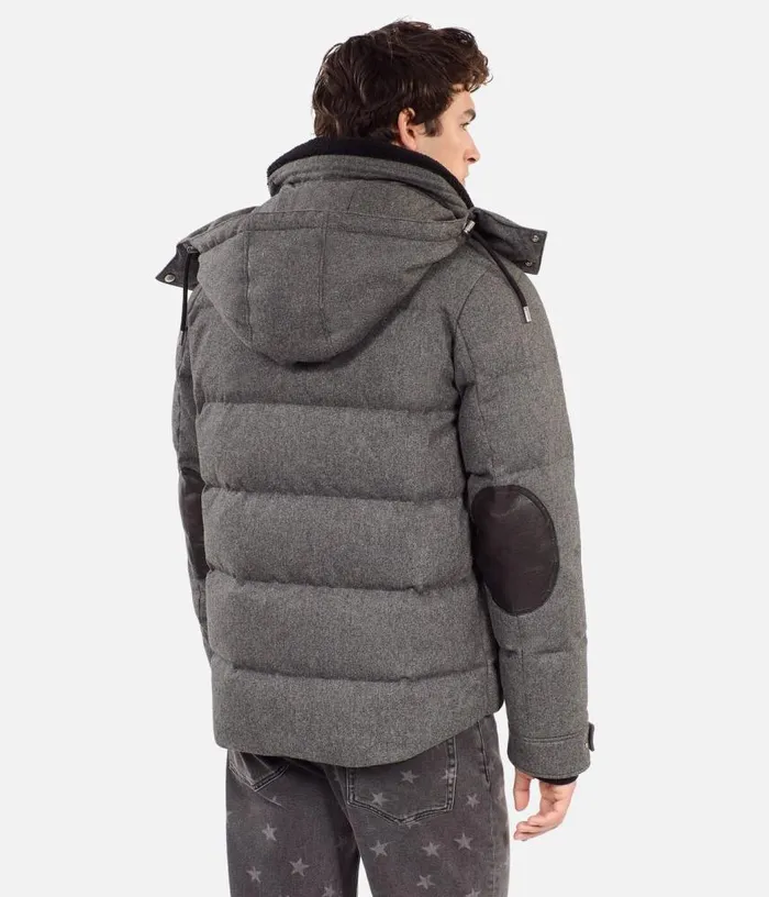 Men Grey Flannel Down Jacket THE KOOPLES Coats and Jackets