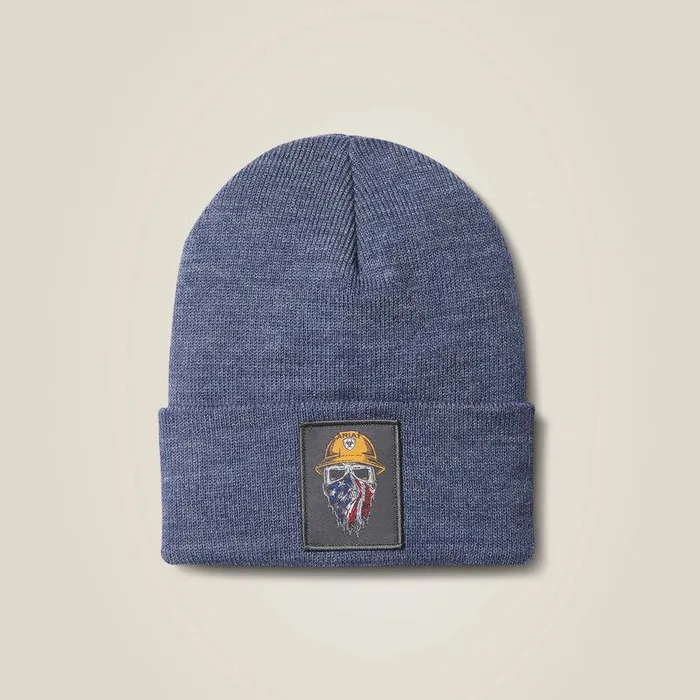 Men Hats and Beanies Ariat Born For This Watch Cap Denim Heather