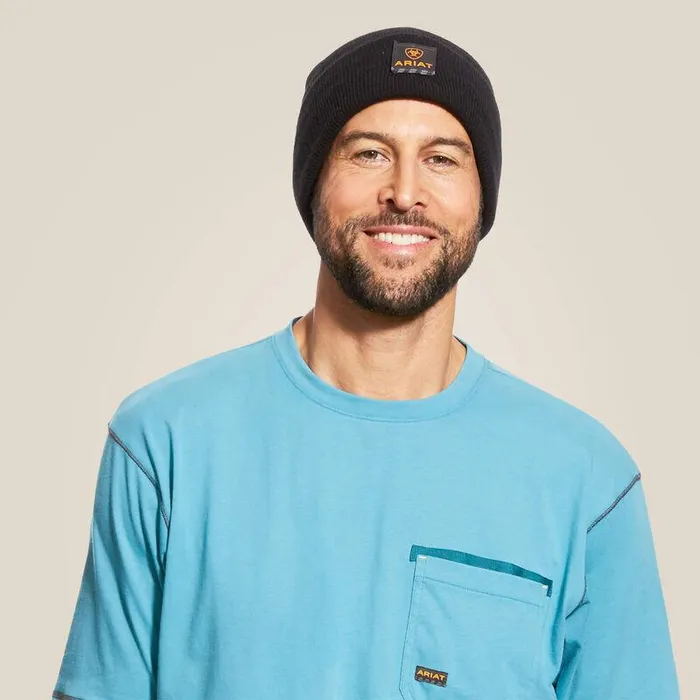 Men Hats and Caps Ariat Rebar Watch Cap Black