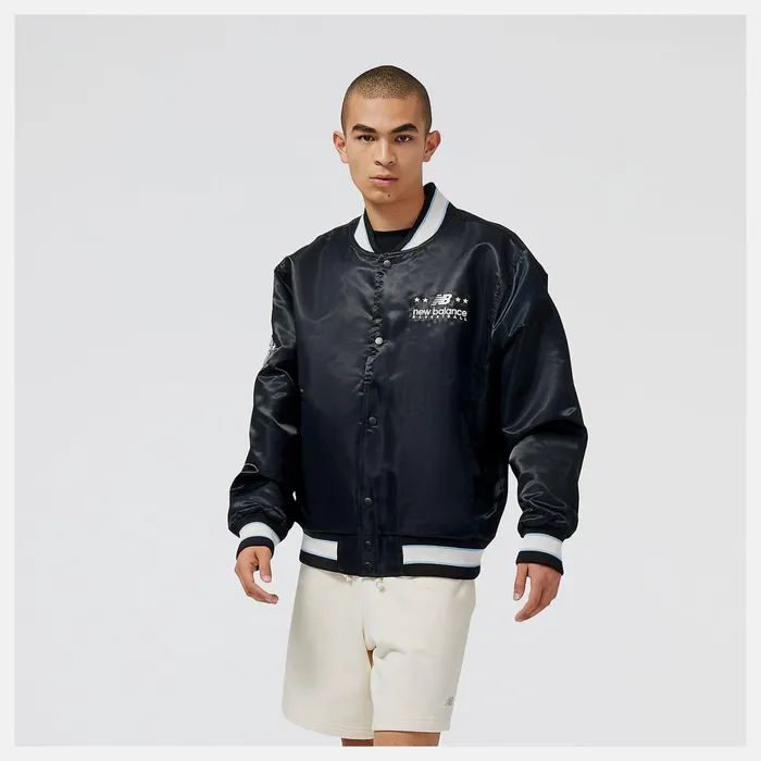 Men Hoops Woven Jacket Black New Balance Jackets and Vests