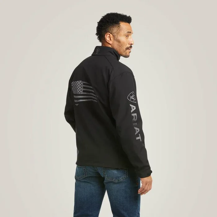 Men Jackets and Vests Ariat Logo 20 Patriot Softshell Water Resistant Jacket Black