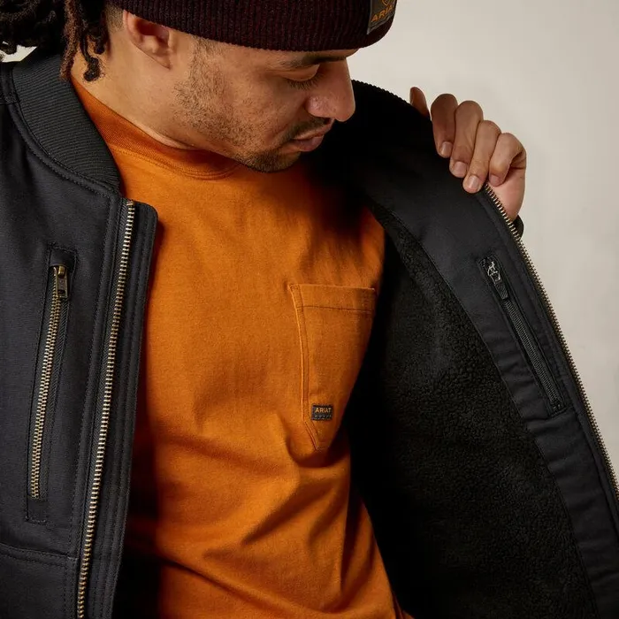 Men Jackets and Vests Ariat Rebar Stretch Canvas Bomber Jacket Black Men Jackets and Vests Ariat Rebar Stretch Canvas Bomber Jacket Black