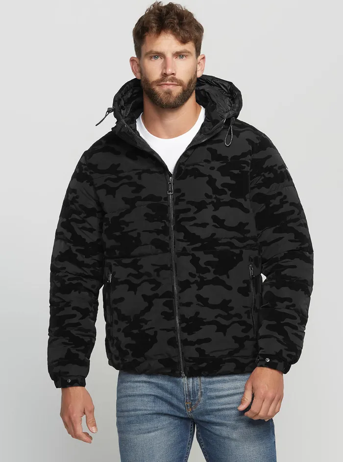 Men Jackets GUESS Black Camo Puffer Jacket Men Jackets GUESS Black Camo Puffer Jacket