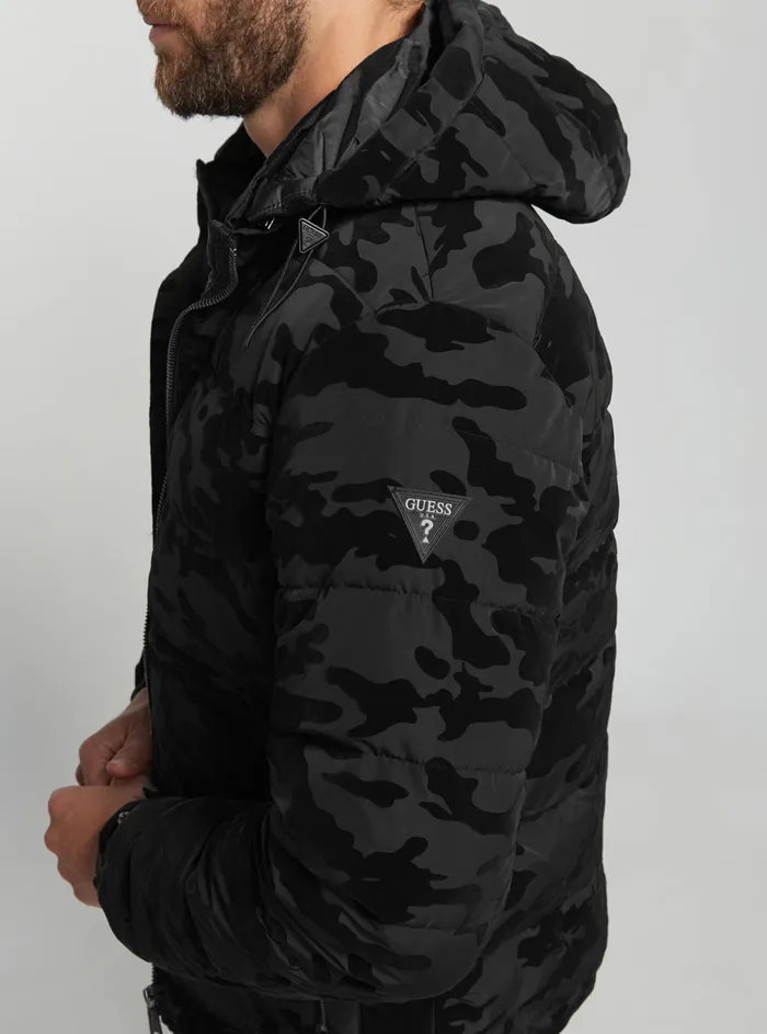 Men Jackets GUESS Black Camo Puffer Jacket Men Jackets GUESS Black Camo Puffer Jacket