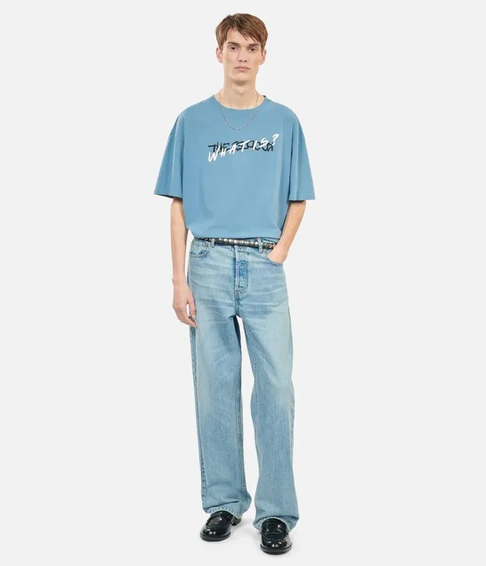 Men Light Blue What Is Handwritten Serigraphy Tshirt THE KOOPLES Tshirts