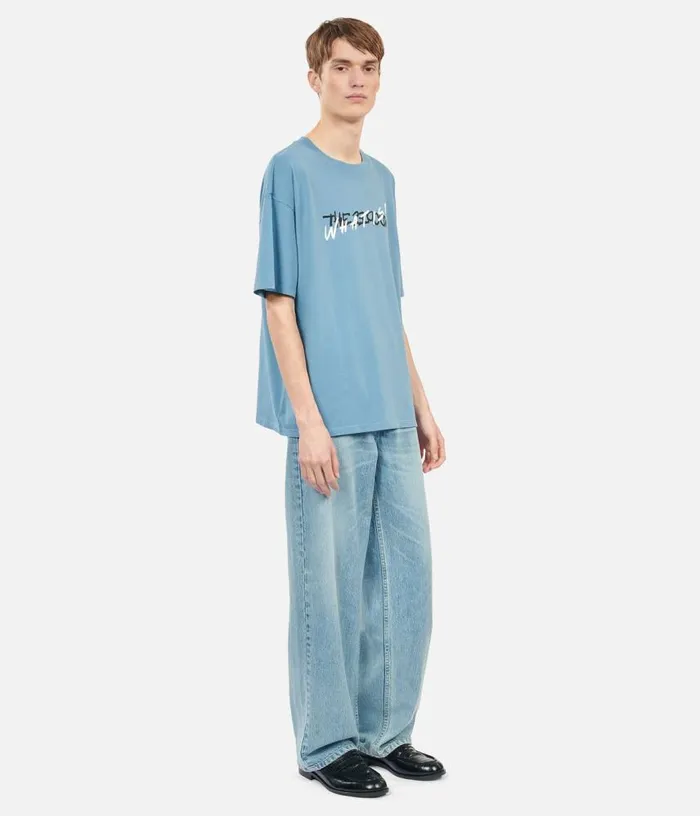 Men Light Blue What Is Handwritten Serigraphy Tshirt THE KOOPLES Tshirts