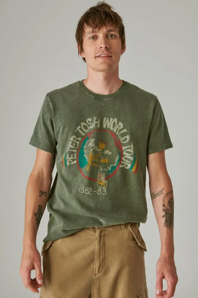 Men Lucky Brand Graphic Tees Peter Tosh Kombu Green