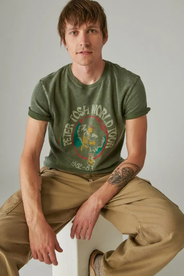 Men Lucky Brand Graphic Tees Peter Tosh Kombu Green