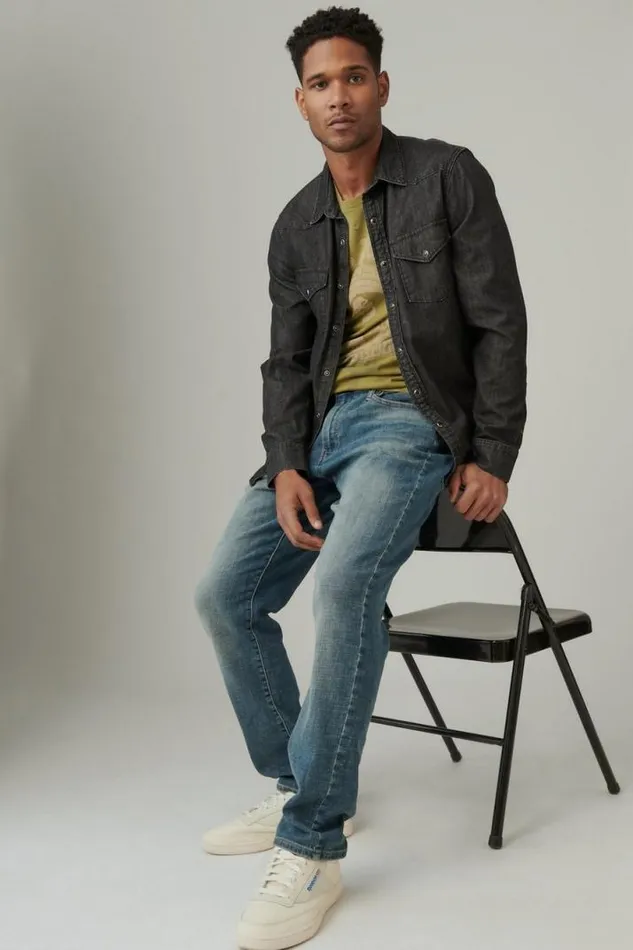 Men Lucky Brand Jeans 410 Athletic Straight Jean Meanders