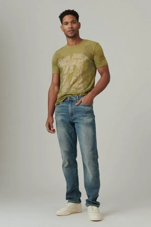 Men Lucky Brand Jeans 410 Athletic Straight Jean Meanders