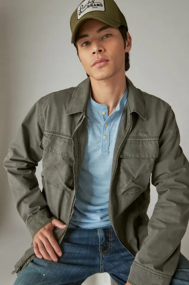 Men Lucky Brand Shirts and Tops Tencel Long Sleeve Henley Blue Bell