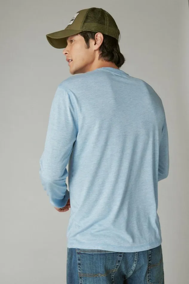 Men Lucky Brand Shirts and Tops Tencel Long Sleeve Henley Blue Bell