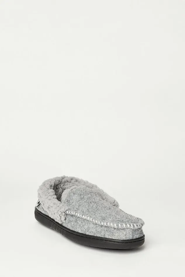 Men Lucky Brand Shoes Faux Wool Sherpa Lined Slipper Charcoal