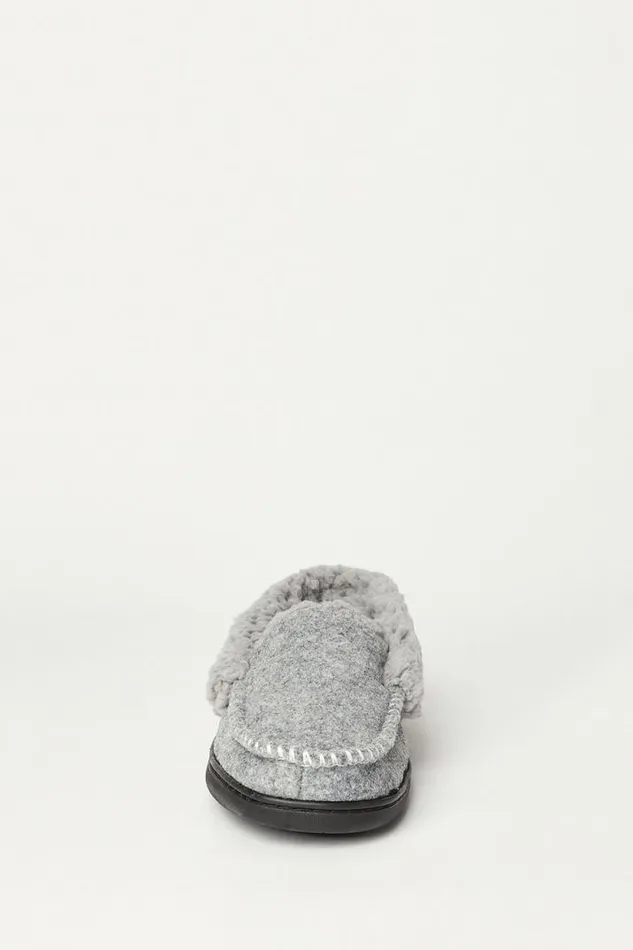 Men Lucky Brand Shoes Faux Wool Sherpa Lined Slipper Charcoal