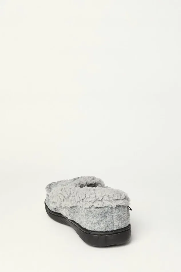 Men Lucky Brand Shoes Faux Wool Sherpa Lined Slipper Charcoal