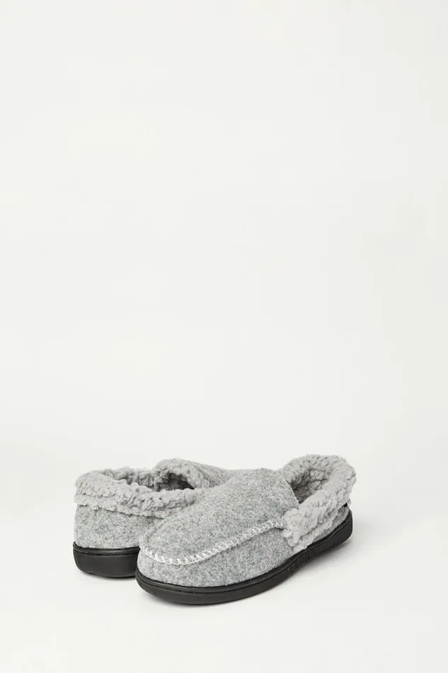 Men Lucky Brand Shoes Faux Wool Sherpa Lined Slipper Charcoal