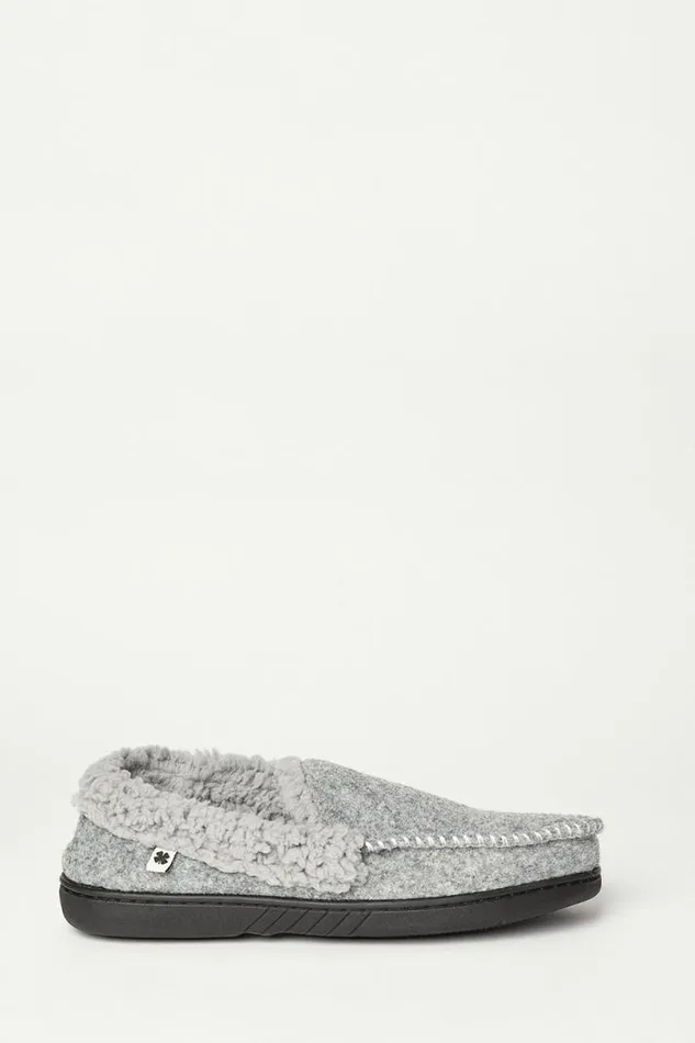 Men Lucky Brand Shoes Faux Wool Sherpa Lined Slipper Charcoal