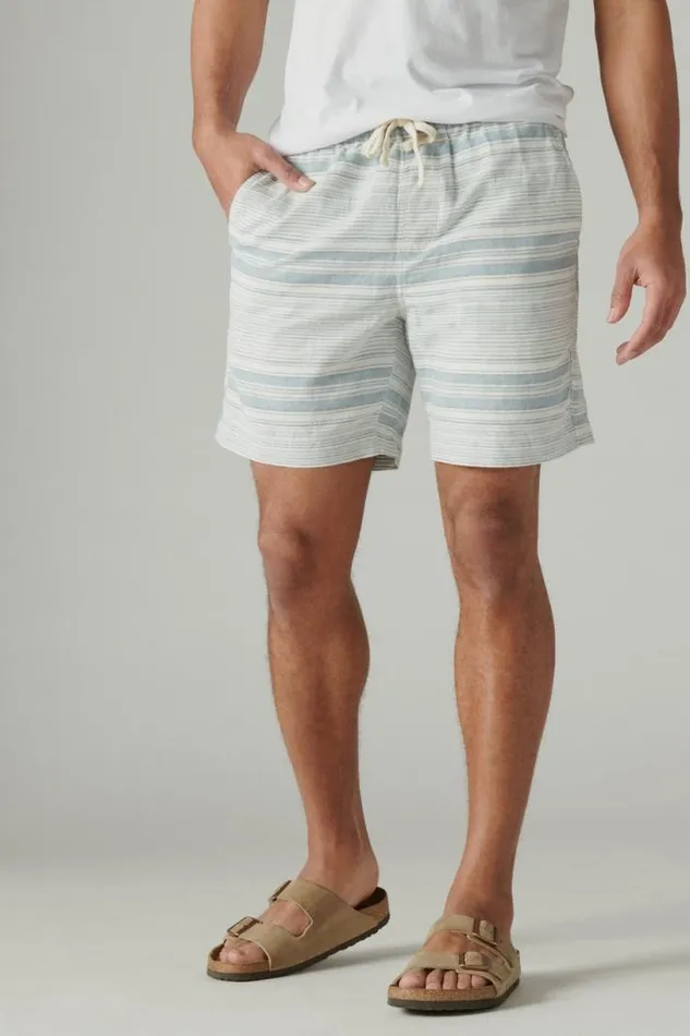 Men Lucky Brand Shorts 7034pull Up Linen Short Blue Stripe