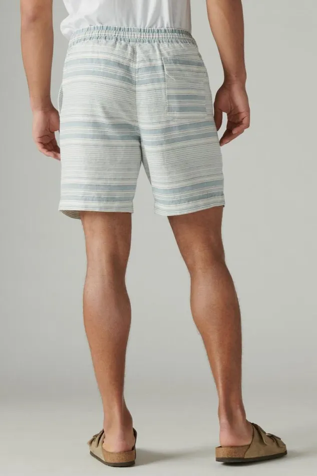 Men Lucky Brand Shorts 7034pull Up Linen Short Blue Stripe