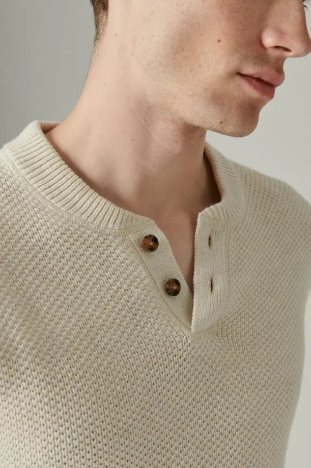 Men Lucky Brand Sweaters Cloud Soft Henley Sweater Straw Heather