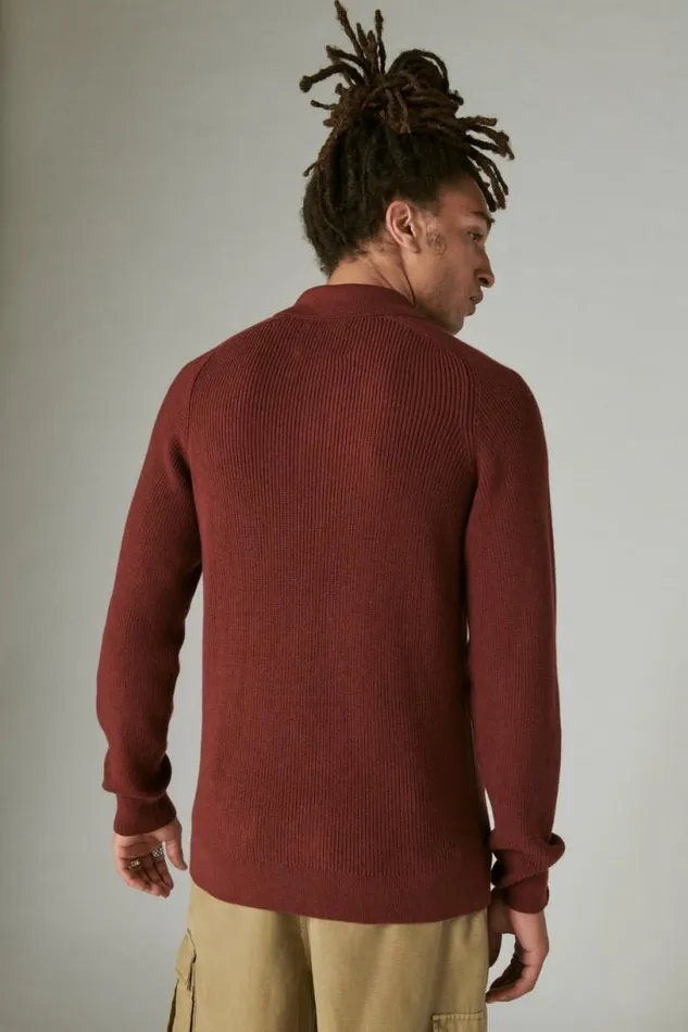 Men Lucky Brand Sweaters Cloud Soft Polo Sweater Rustic Wine
