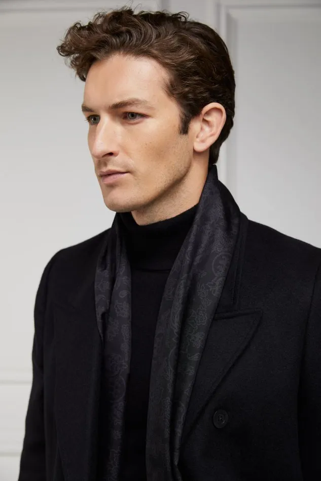 Men Men039s Silk Scarf Black Charcoal Paisley Holland Cooper Scarves