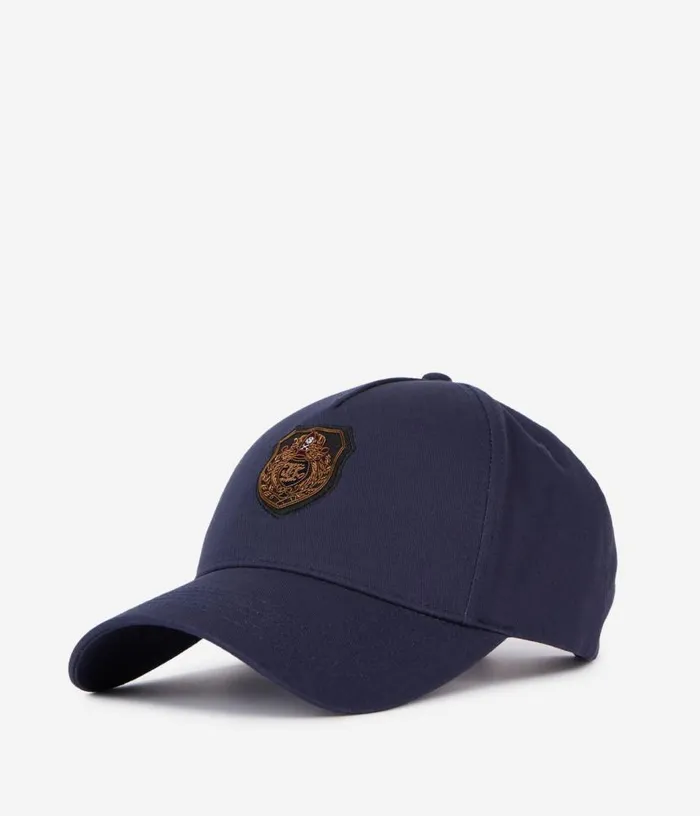 Men Navy Blue Cap With Blazon Patch THE KOOPLES Hats and Scarves