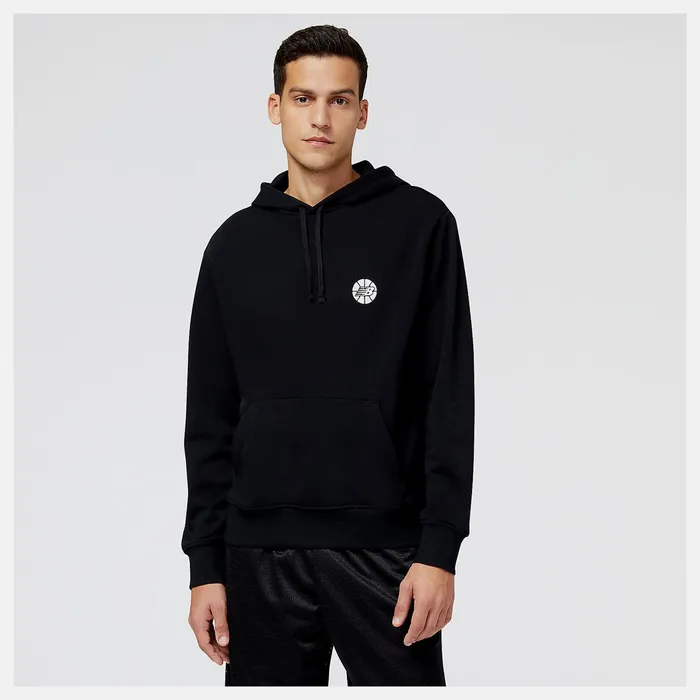 Men NB Hoops Fundamentals Hoodie Black New Balance Hoodies and Sweatshirts