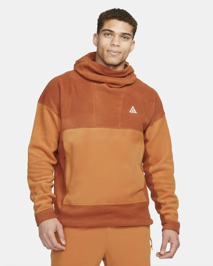 Men Nike Hoodies And Sweatshirts ACG ThermaFIT 039Wolf Tree039 Dark Russetmonarchsummit White
