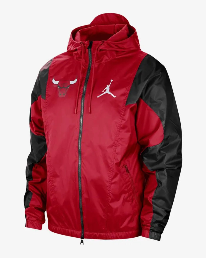Men Nike Jackets Chicago Bulls Courtside Statement University Redblack