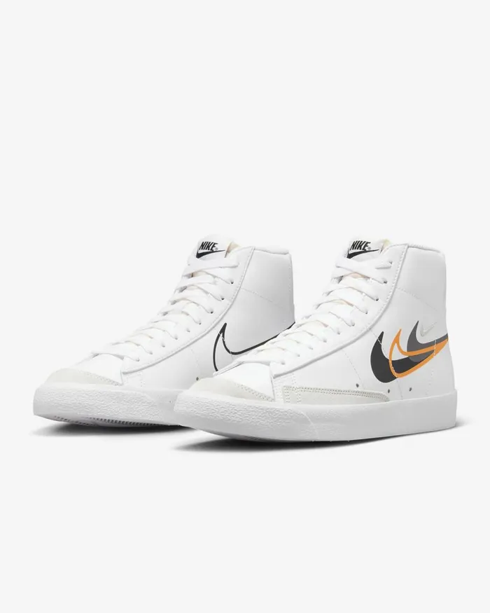 Men Nike Lifestyle Blazer Mid 03977 Whitebright Mandarinmedium Ashblack