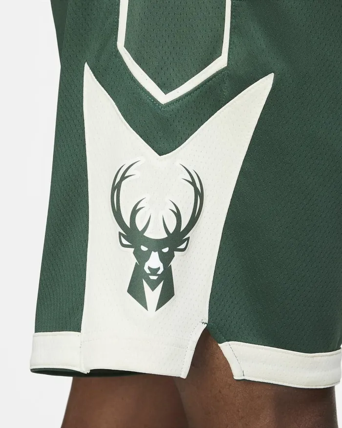 Men Nike Shorts Milwaukee Bucks Icon Edition Firflat Opalopalwhite