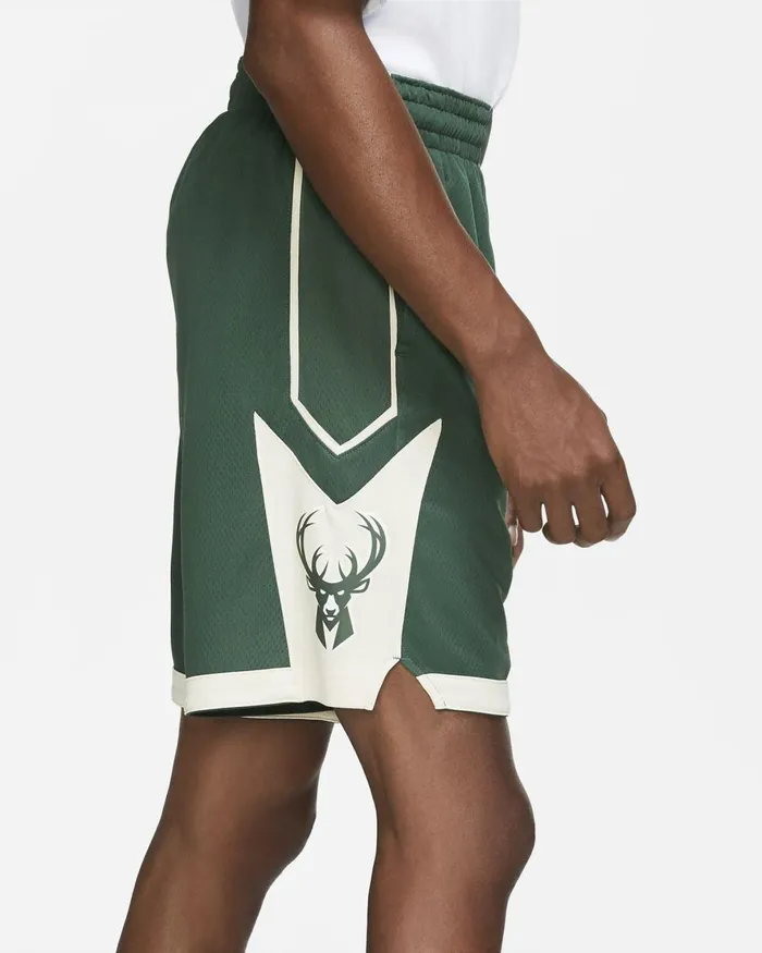 Men Nike Shorts Milwaukee Bucks Icon Edition Firflat Opalopalwhite