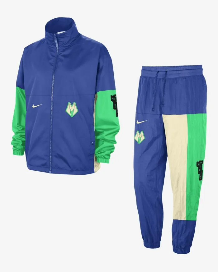 Men Nike Tracksuits Milwaukee Bucks Starting 5 City Edition Game Royalflat Opalgreen Shock