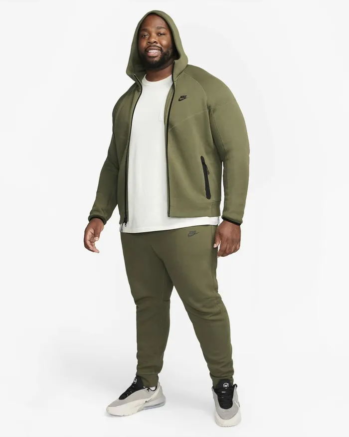 Men Nike Trousers And Tights Sportswear Tech Fleece Medium Oliveblack