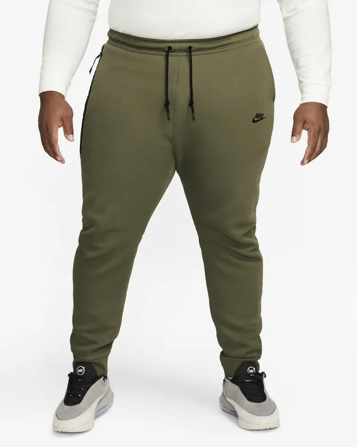 Men Nike Trousers And Tights Sportswear Tech Fleece Medium Oliveblack