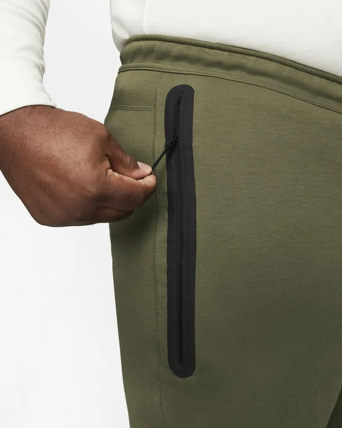 Men Nike Trousers And Tights Sportswear Tech Fleece Medium Oliveblack