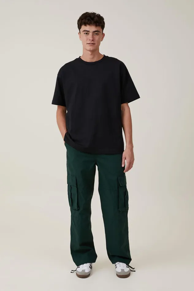 Men Pants Cotton On Baggy Cargo Pant Trekking Green Ripstop