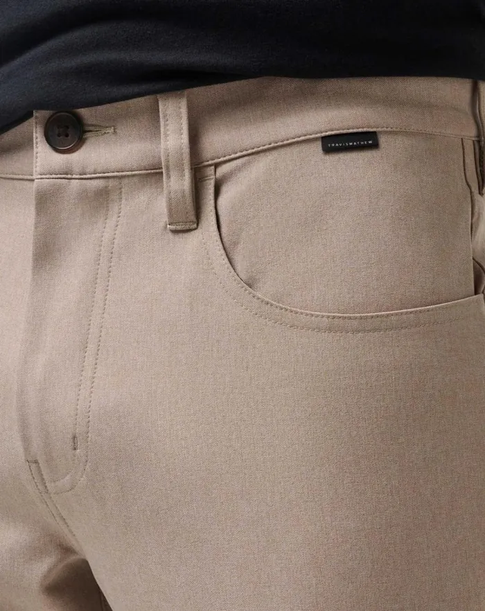 Men Pants TravisMathew OPEN TO CLOSE PANT Heather Khaki Men Pants TravisMathew OPEN TO CLOSE PANT Heather Khaki
