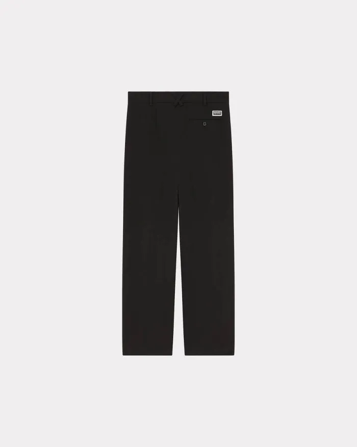 Men Pleated Tailored Pants In Virgin Wool Black Kenzo Pants And Shorts