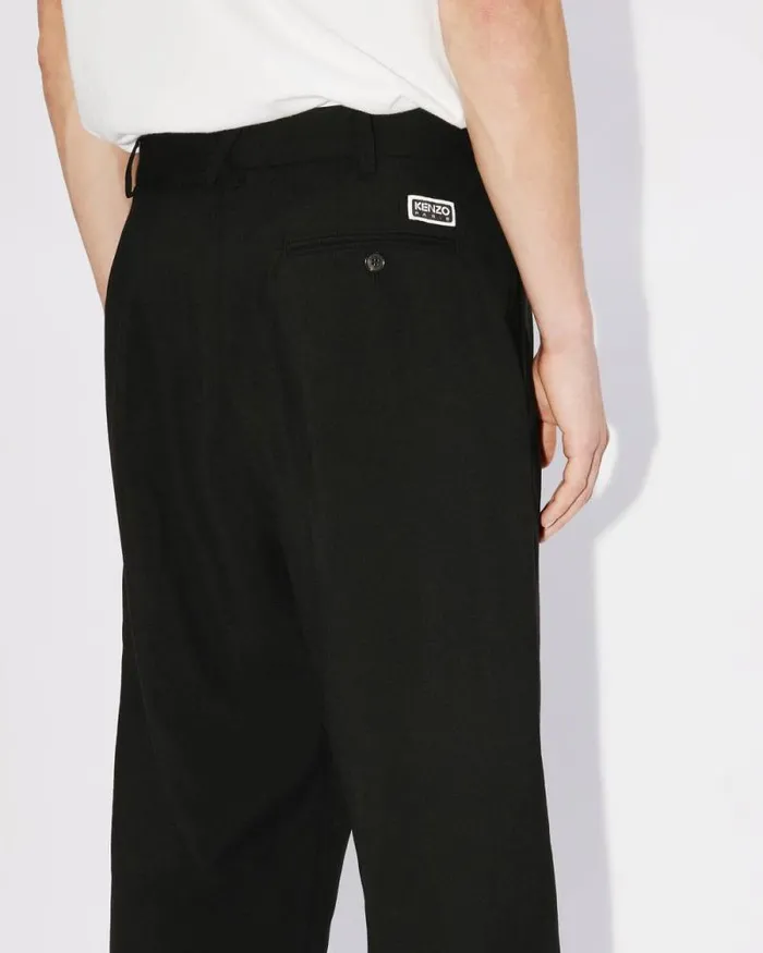 Men Pleated Tailored Pants In Virgin Wool Black Kenzo Pants And Shorts