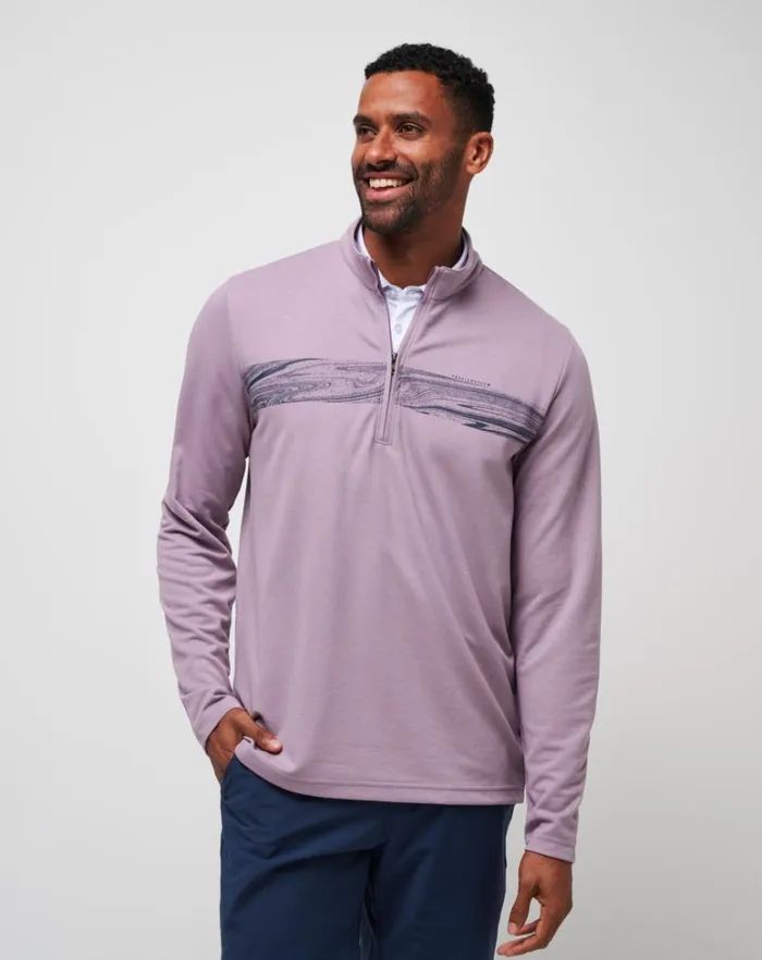 Men Quarter Zips TravisMathew UPGRADED CHEST STRIPE QUARTER ZIP Elderberry