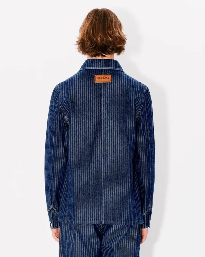 Men Relaxed Workwear Jacket In Japanese Denim Rinse Blue Denim Kenzo Jackets And Coats
