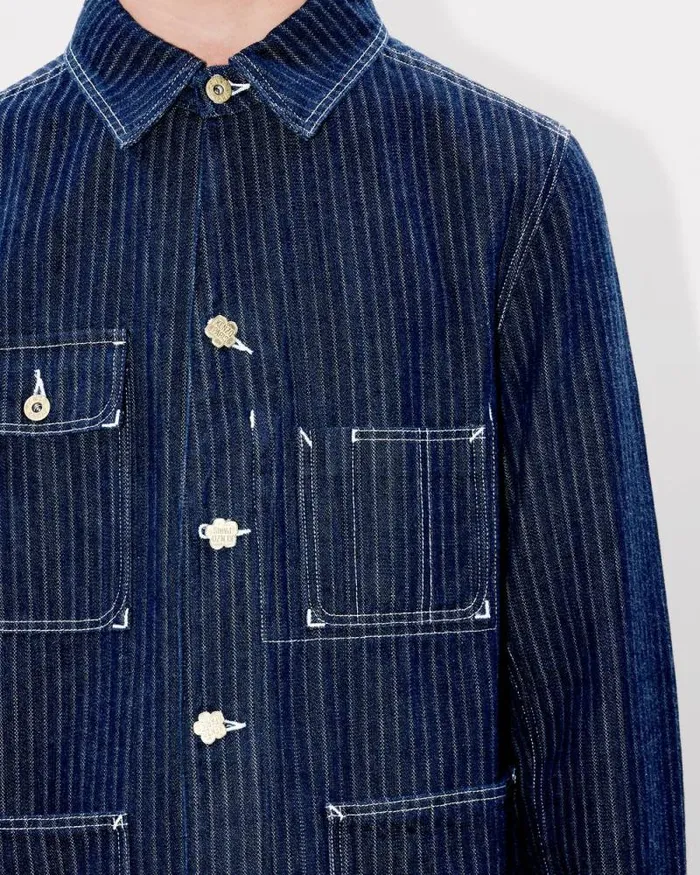 Men Relaxed Workwear Jacket In Japanese Denim Rinse Blue Denim Kenzo Jackets And Coats