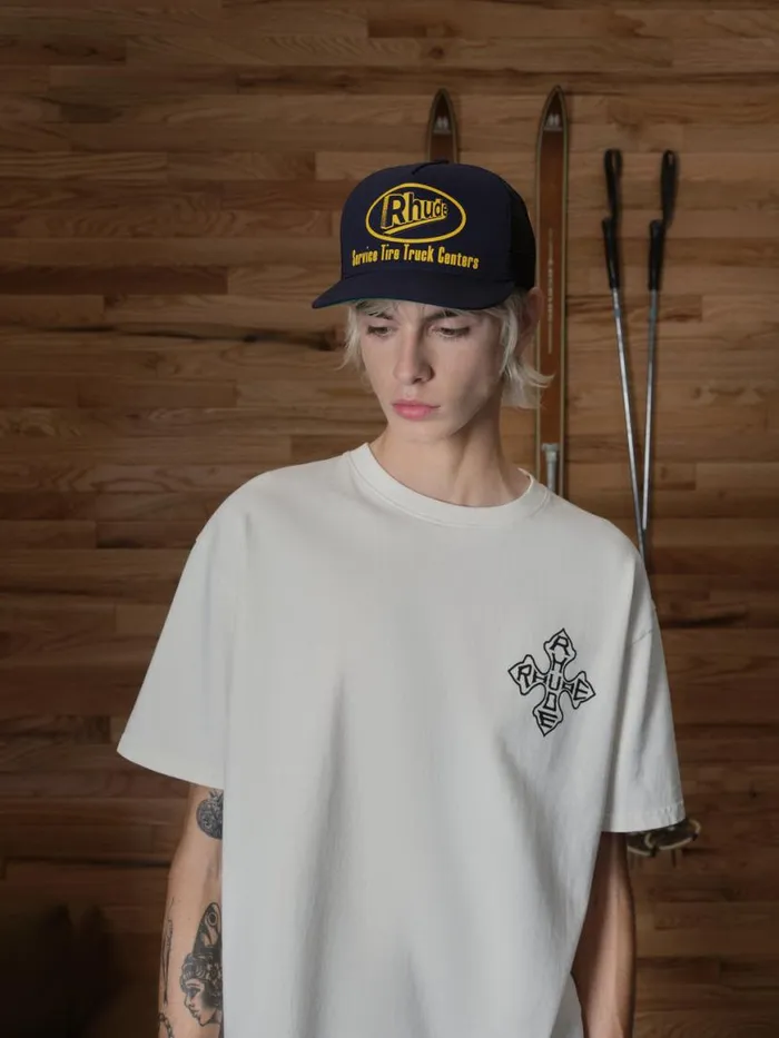 Men Rhude Hats SERVICE TRUCKER HAT Navy