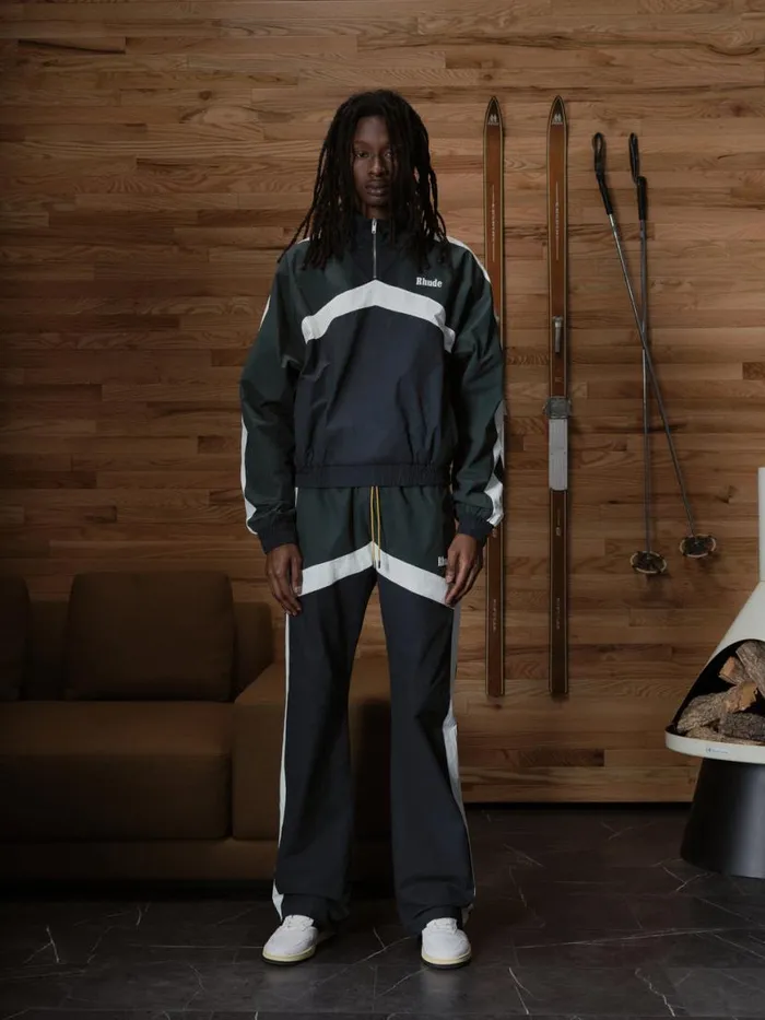 Men Rhude Outerwear MOTORSPORT TRACK QUARTER ZIP Navydark Greenwhite