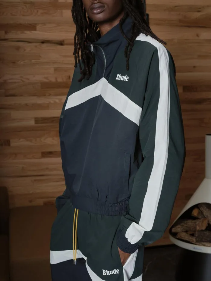 Men Rhude Outerwear MOTORSPORT TRACK QUARTER ZIP Navydark Greenwhite