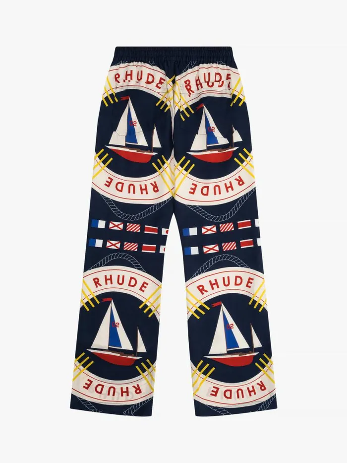 Men Rhude Pants FLAG SAIL SILK PANT Blue Multi
